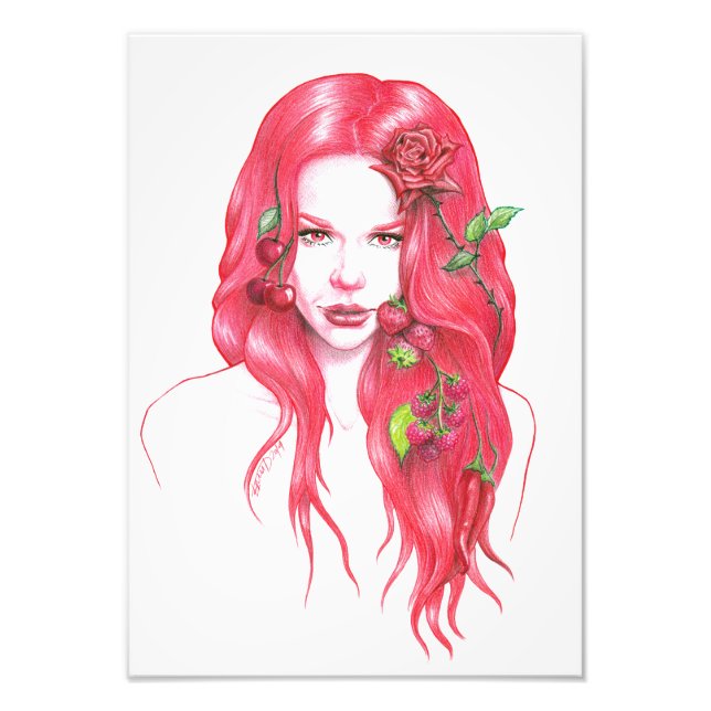 Red haired woman portrait Surreal fantasy art Photo Print (Front)