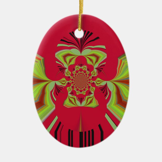 Red Hakuna Matata pattern Ceramic Ornament (Front)