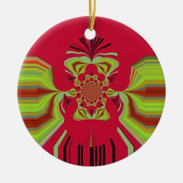 Red Hakuna Matata pattern Ceramic Ornament (Front)