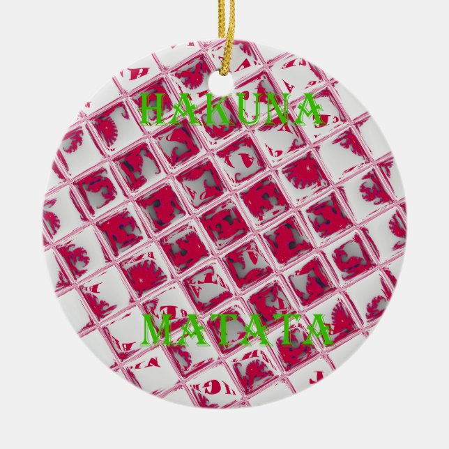 Red Hakuna Matata Style Ceramic Ornament (Front)