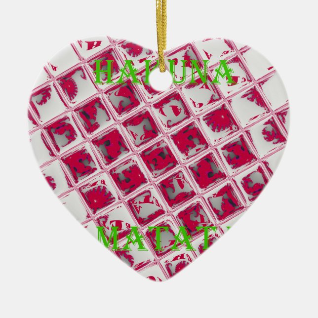 Red Hakuna Matata Style Ceramic Tree Decoration (Front)