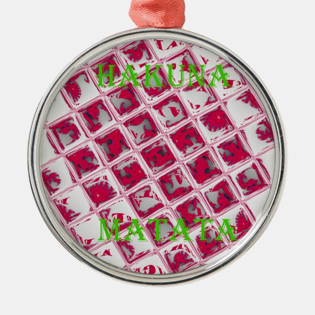 Red Hakuna Matata Style Metal Ornament (Front)