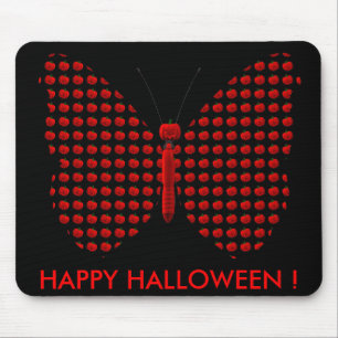 Red Halloween Butterfly Mouse Pad