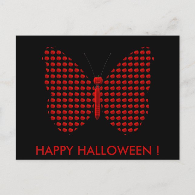 Red Halloween Butterfly Postcard (Front)