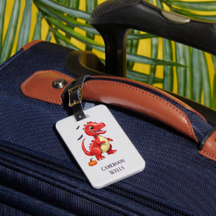 Red Halloween dinosaur Luggage Tag