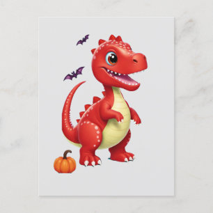 Red Halloween dinosaur Postcard