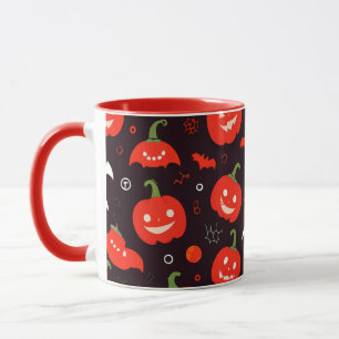 Red Halloween Mug with Spooky Ghosts and Pumpkins!