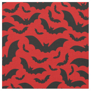 red halloween vampire bats gothic fabric