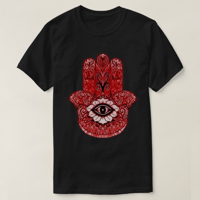Red Hamsa Symbol Indie Art Graphic Tee (Design Front)
