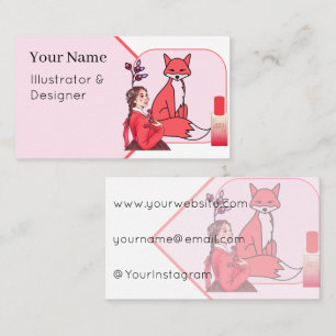 Red Hanbok, Fox & Matte Cover Foundation Art Business Card