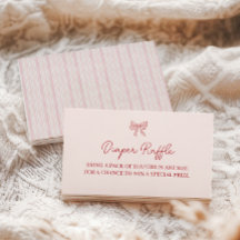 Red Hand Drawn Boho Bows Pink Diaper Raffle
