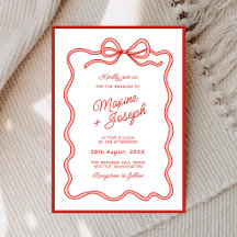 Red Hand Drawn Bow Ribbon Sketch Wedding