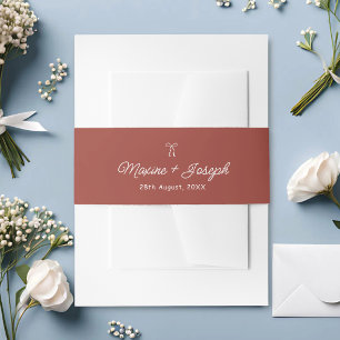 Red Hand Drawn Bow Ribbon Sketch Wedding Invitation Belly Band