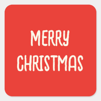 Red Hand Drawn Doodle Whimsical Merry Christmas Square Sticker