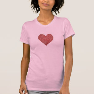 Red Hand-Drawn Heart – Cute Minimalist Love Tee