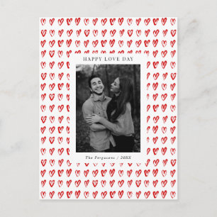 Red Hand Drawn Hearts Valentine's Day Photo Card