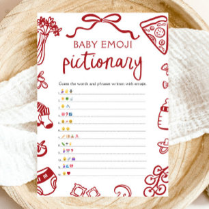 Red Hand Drawn Italian Baby Emoji Pictionary Game Invitation