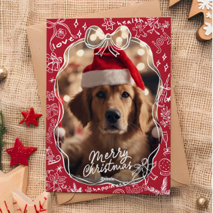 Red Hand Drawn Merry Christmas Card