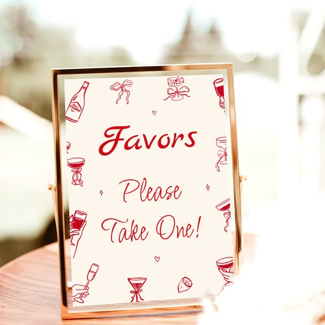 Red Hand Drawn Thats Amore Bridal Shower Favour Poster (Creator Uploaded)