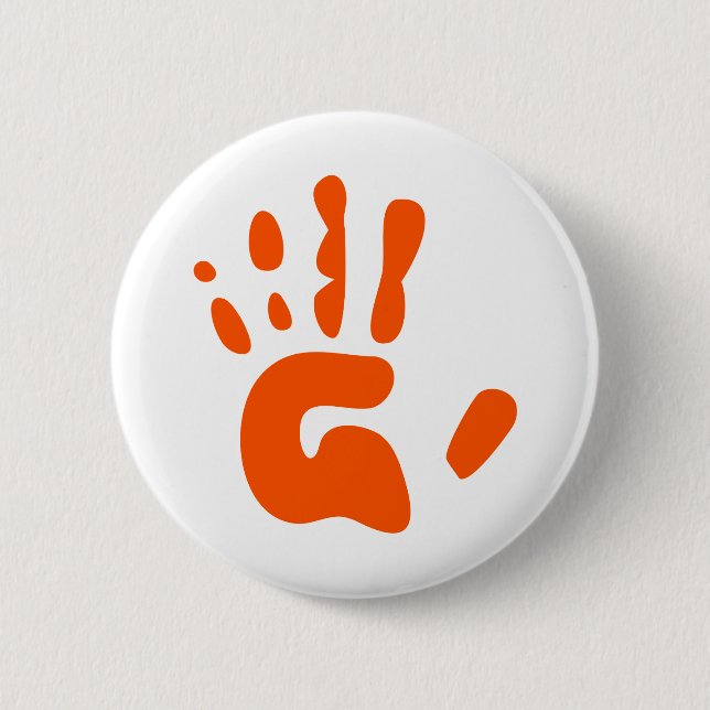 Red Hand Print 6 Cm Round Badge (Front)