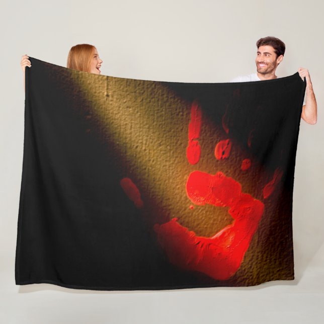 Red Hand Print Fleece Blanket (In Situ)