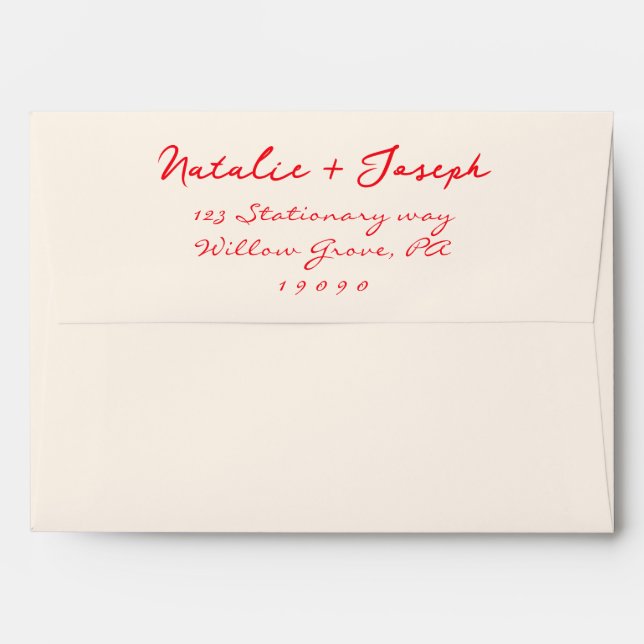 Red Hand Written Bold Retro Trendy Fun Wedding Envelope (Back (Top Flap))