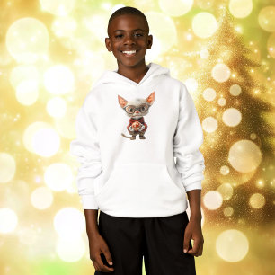Red-Handed Christmas Cat Boy's Hoodie
