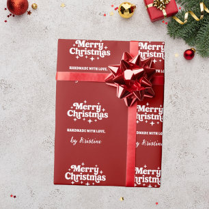 Red handmade by Christmas gift wrapping Paper