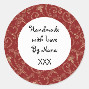 Red 'Handmade by' Christmas stickers
