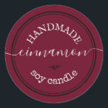 Red Handmade Script Black Border Product Label<br><div class="desc">Dark burgundy wine cherry red Handmade Script Black Border Product Label</div>