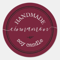 Red Handmade Script Black Border Product Label