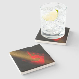 Red Handprint  Stone Coaster