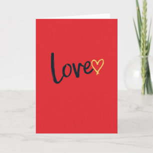 Red Handwritten Love Heart Card