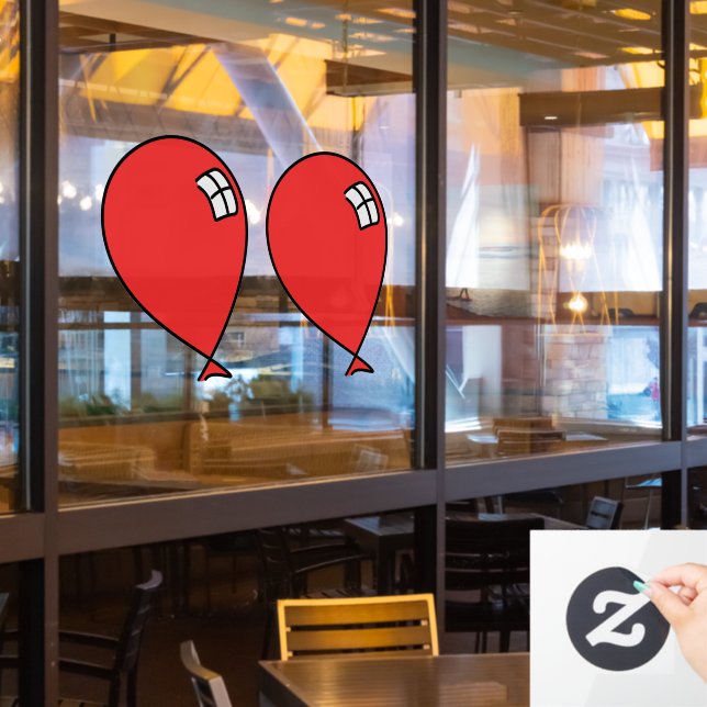 Red Happy Balloons Twins Window Cling (Restaurant Window)