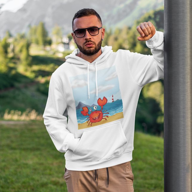 Red Happy Crab On A Beach Hoodie (Creator Uploaded)
