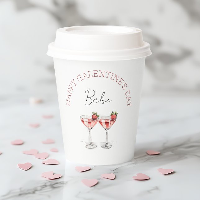 Red Happy Galentines Day GIrls Night Out Girly Paper Cups (Red Happy Galentines Day GIrls Night Out Girly Paper Cups)