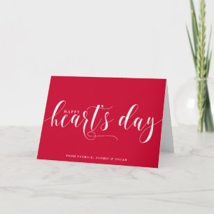 Red Happy Heart's Day Script Valentine's Day Holiday Card