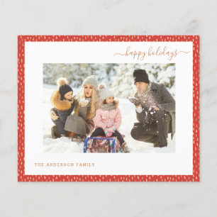 Red Happy Holiday 2 Photo Modern 2024 Card
