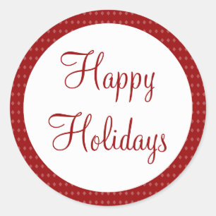 Red Happy Holidays Classic Round Sticker