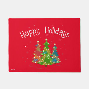 Red Happy Holidays Decorative Festive Doormat