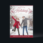Red Happy Holidays Mix Typography Wedding Photo  Holiday Card<br><div class="desc">Send your holiday wishes to friends and family with this customisable Christmas card. This photo Christmas card features mix typography. Personalise by adding your details. This custom Christmas card is available in other colours and cardstock. Matching items are available.</div>