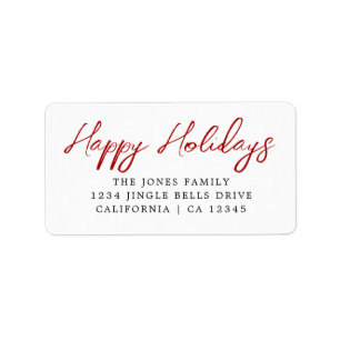 Red Happy Holidays Return Address Label