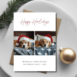 Red Happy Howlidays Christmas Greetings Dog Photo Holiday Card