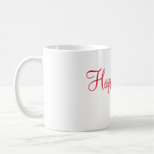 Red happy vibes holiday simple minimal calligraphy coffee mug