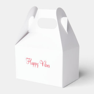 Red happy vibes holiday simple minimal calligraphy favour box