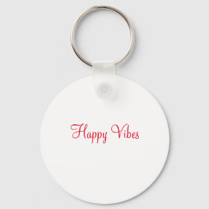 Red happy vibes holiday simple minimal calligraphy key ring