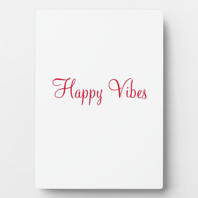 Red happy vibes holiday simple minimal calligraphy plaque (Front)
