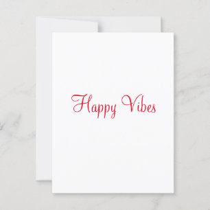 Red happy vibes holiday simple minimal calligraphy postcard