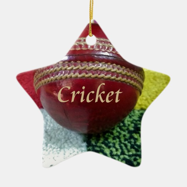 Red Hard Ball Glory Cricket Christmas Ornament Hol (Front)