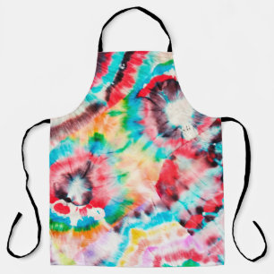 Red Hard Grunge. Shibori Pattern. Golden Brush Gra Apron